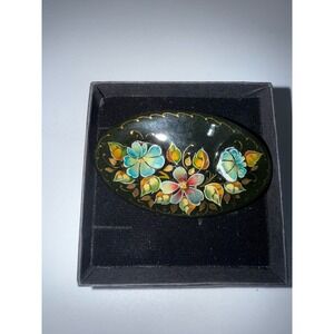 VTG Victorian Russian Hand Painted Lacquer Antique Artist Signed Pendant 3D 1993